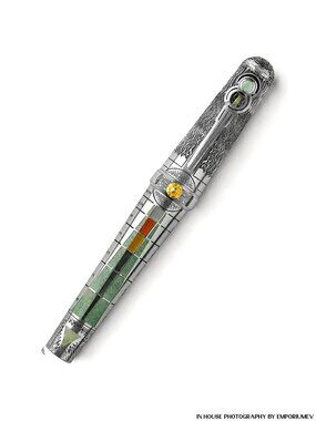 Montegrappa The Alchemist Sterling Silver Aqua Fine Nib Fountain Pen 0049